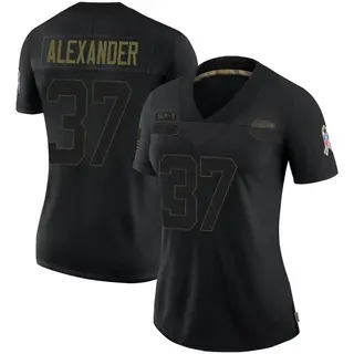 Seattle Seahawks Women's Shaun Alexander Limited 2020 Salute To Service Jersey - Black