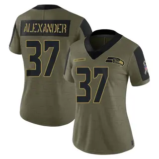 Seattle Seahawks Women's Shaun Alexander Limited 2021 Salute To Service Jersey - Olive