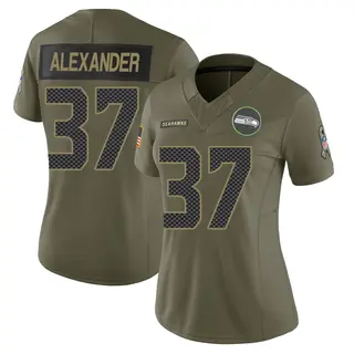 Seattle Seahawks Women's Shaun Alexander Limited 2025 Salute to Service Jersey - Olive