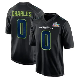 Seattle Seahawks Youth Irvin Charles Game Carbon Fashion Super Bowl LX Patch Jersey - Black