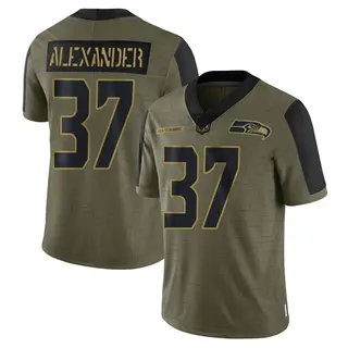 Seattle Seahawks Youth Shaun Alexander Limited 2021 Salute To Service Jersey - Olive